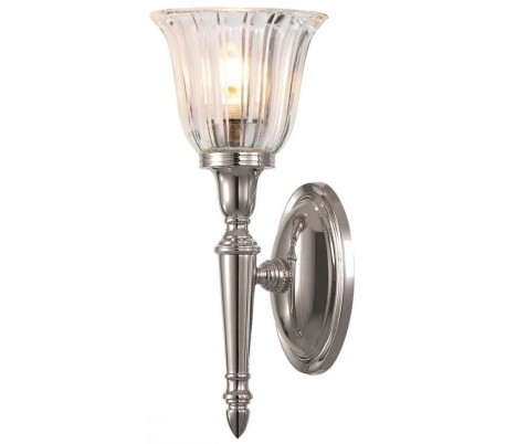 Se Dryden Badeværelseslampe i messing og glas H33 cm 1 x G9 LED - Poleret nikkel/Klar hos Lepong.dk