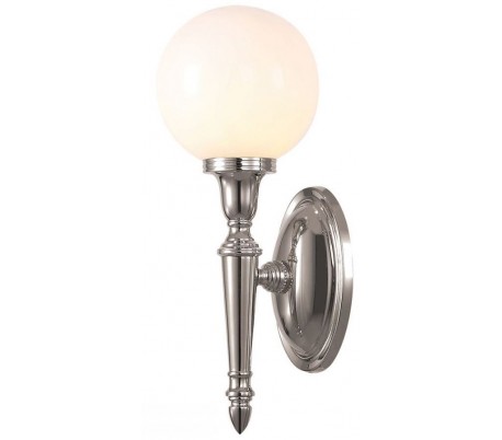 Billede af Dryden Badeværelseslampe i messing og glas H35 cm 1 x G9 LED - Poleret nikkel/Hvid