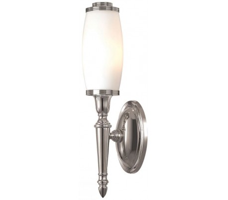 Se Dryden Badeværelseslampe i messing og glas H40 cm 1 x G9 LED - Poleret nikkel/Hvid hos Lepong.dk