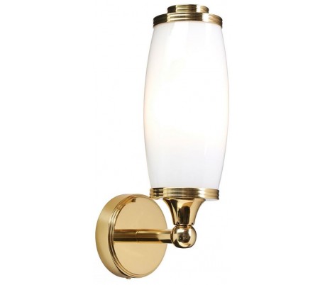 Dryden Badeværelseslampe i messing og glas H40 cm 1 x G9 LED - Poleret messing/Hvid