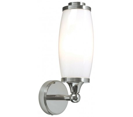 Billede af Eliot Badeværelseslampe i messing og glas H28 cm 1 x G9 LED - Poleret krom/Hvid