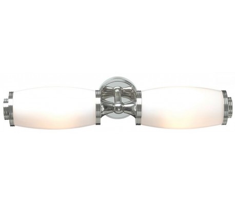 Eliot Badeværelseslampe i messing og glas B47 cm 2 x G9 LED - Poleret krom/Hvid