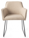 HOFU Spisebordsstol med armlæn i stål og polyester H83 cm - Sort/Lys beige