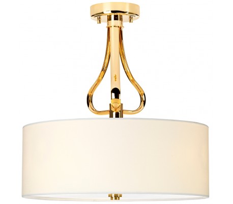 Billede af Falmouth Badeværelseslampe i stål og tekstil Ø40 cm 3 x G9 LED - Poleret guld/Hvid