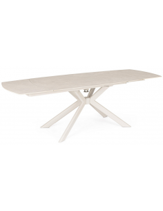 spisebord med udtræk beige marmor porcelæn keramik