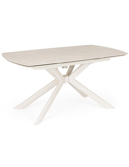 spisebord med udtræk beige marmor porcelæn keramik