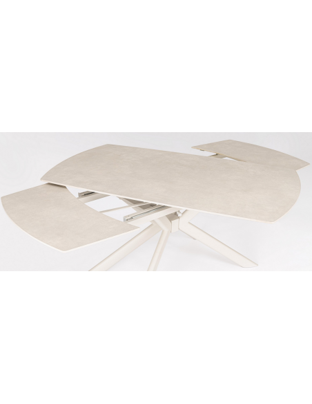 spisebord med udtræk beige marmor porcelæn keramik