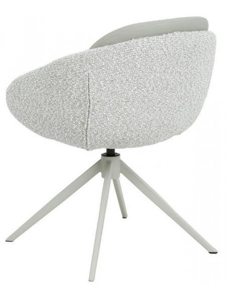 spisebordsstol med armlæn og drejefod bouclé moderne design beige