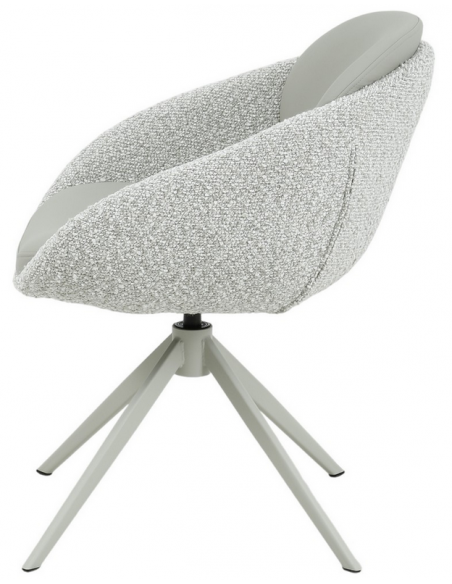 spisebordsstol med armlæn og drejefod bouclé moderne design beige
