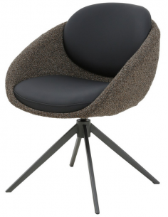 spisebordsstol med armlæn og drejefod bouclé moderne design grå brun