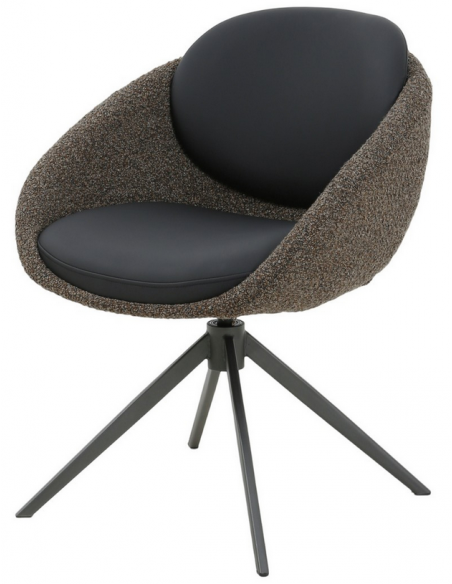 spisebordsstol med armlæn og drejefod bouclé moderne design grå brun