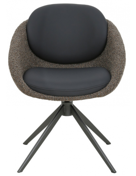 spisebordsstol med armlæn og drejefod bouclé moderne design grå brun