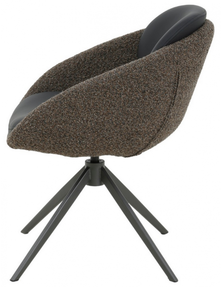 spisebordsstol med armlæn og drejefod bouclé moderne design grå brun