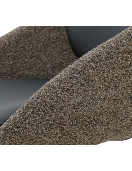 spisebordsstol med armlæn og drejefod bouclé moderne design grå brun