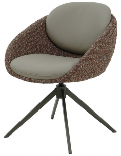 spisebordsstol med armlæn og drejefod bouclé moderne design grå brun