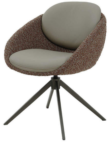 spisebordsstol med armlæn og drejefod bouclé moderne design grå brun