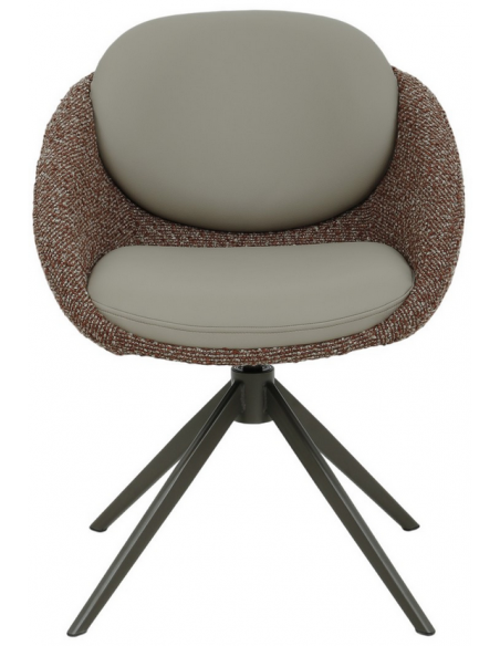 spisebordsstol med armlæn og drejefod bouclé moderne design grå brun