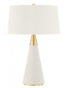 JEN Bordlampe i stål og linned H62,1 x Ø40 cm 1 x E27 - Antik messing/Creme