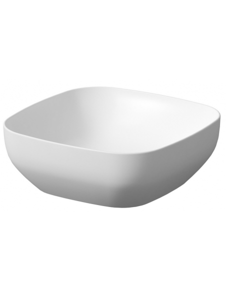 firkantet kvadratisk håndvask mat hvid vask bordmonteret bordplade keramik