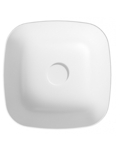 firkantet kvadratisk håndvask mat hvid vask bordmonteret bordplade keramik