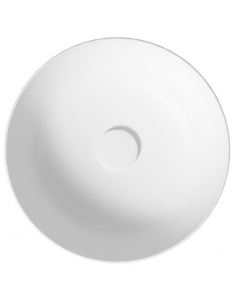 rund håndvask vask bordmonteret bordplade keramik mat hvid 2