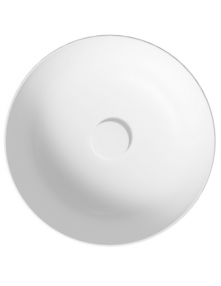 rund håndvask vask bordmonteret bordplade keramik mat hvid