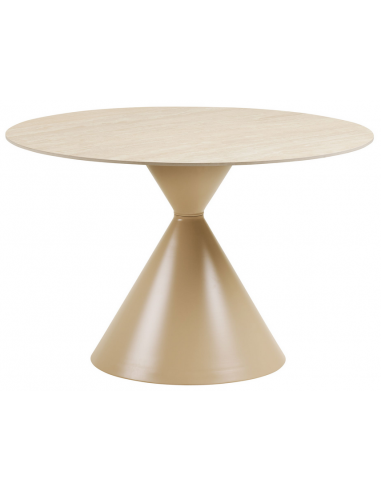 Rundt spisebord beige sand travertin sten marmor 120 runde