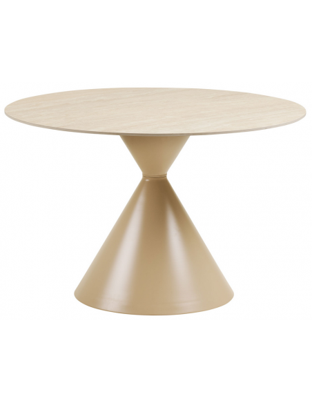 Rundt spisebord beige sand travertin sten marmor 120 runde