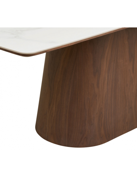 træ eg egetræ spisebord travertin sten moderne design marmor