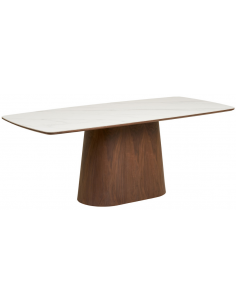 træ eg egetræ spisebord travertin sten moderne design marmor