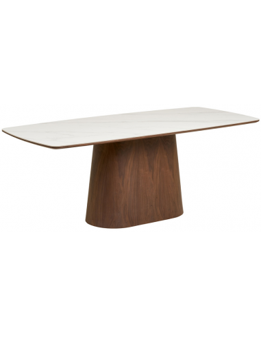 træ eg egetræ spisebord travertin sten moderne design marmor