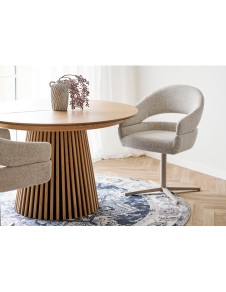 spisebordsstol armlæn drejefod drej moderne design stof beige