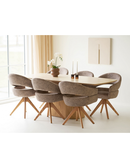 spisebordsstol armlæn drejefod drej moderne design stof træ eg egetræ