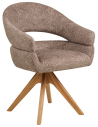 Spisebordsstol med armlæn og drejefod i egetræ og polyester H83 cm - Eg/Brun