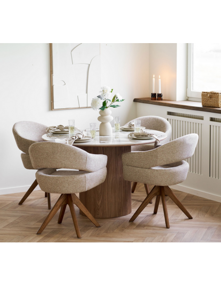 spisebordsstol armlæn drejefod drej moderne design stof træ eg egetræ