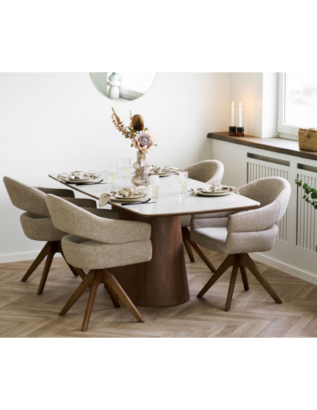 spisebordsstol armlæn drejefod drej moderne design stof træ eg egetræ