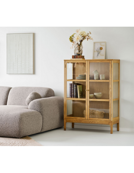 vitrineskab egetræ eg træ moderne design vitrine skab