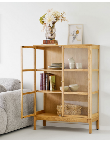 vitrineskab egetræ eg træ moderne design vitrine skab