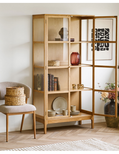 vitrineskab egetræ eg træ moderne design vitrine skab