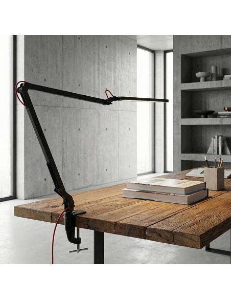 skrivebordslampe bordplade klemme sort led skrivebord børneværelse dæmpbar dæmper