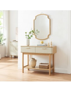 konsolbord med skuffer træ eg opbevaring entre entremøbler garderobe konsol bord 2