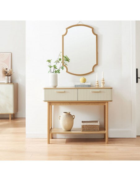 konsolbord med skuffer træ eg opbevaring entre entremøbler garderobe konsol bord