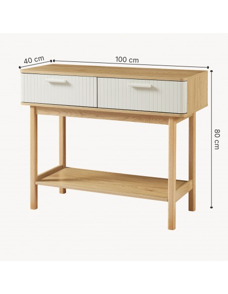 konsolbord med skuffer træ eg opbevaring entre entremøbler garderobe konsol bord