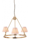 CHESTER Lysekrone i stål og faux silke Ø66 cm 3 x B22 - Antik messing/Fersken