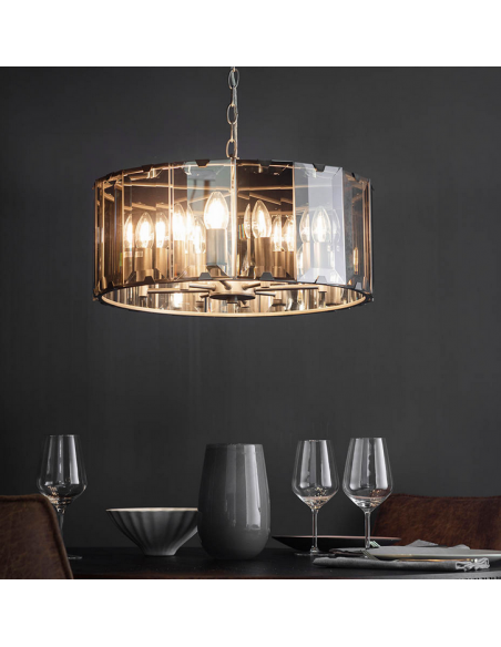 lysekrone glas stuelampe spisebord sort