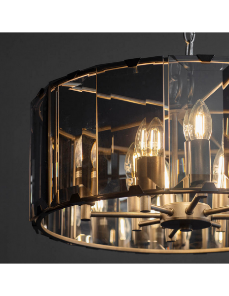 lysekrone glas stuelampe spisebord sort