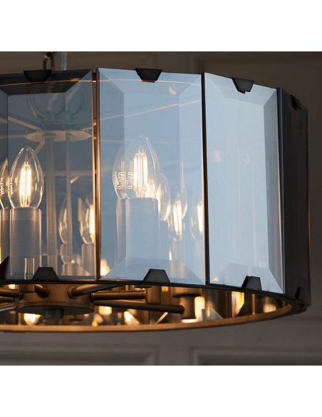 lysekrone glas stuelampe spisebord sort