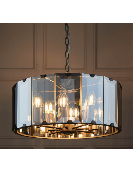 lysekrone glas stuelampe spisebord sort