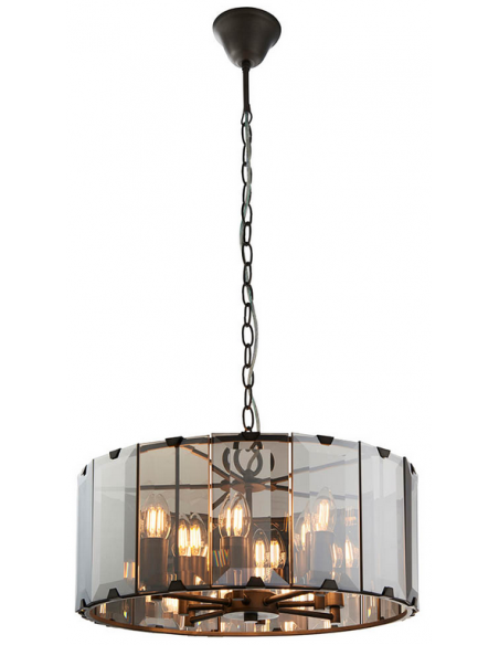 lysekrone glas stuelampe spisebord sort