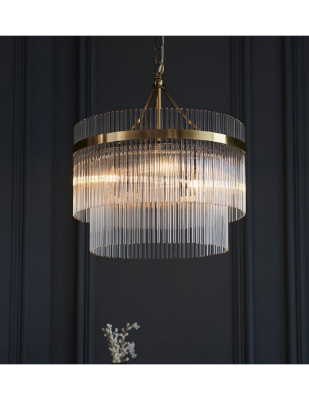 lysekrone glas stuelampe spisebord messing